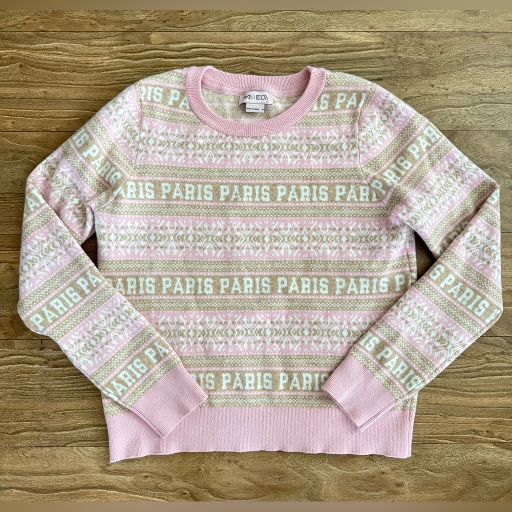 Paris Hilton Blush pink and beige sweater